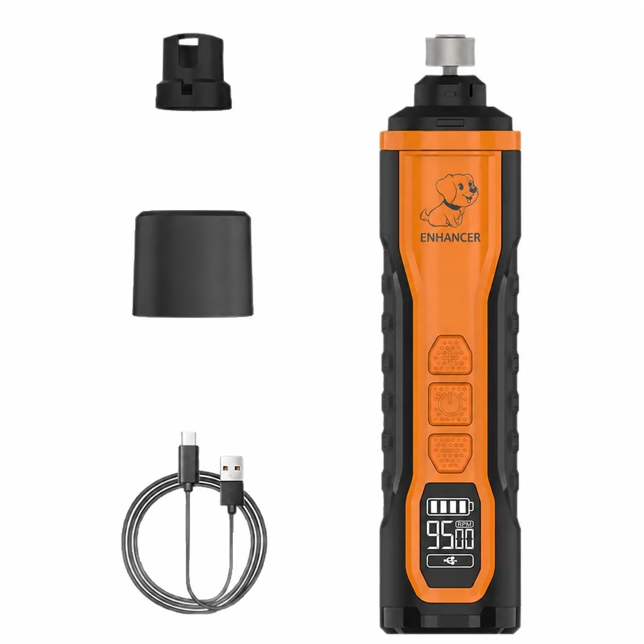 USB Rechargeable Pet Nail Grinder with Dual Lights & LCD Display - Image 5