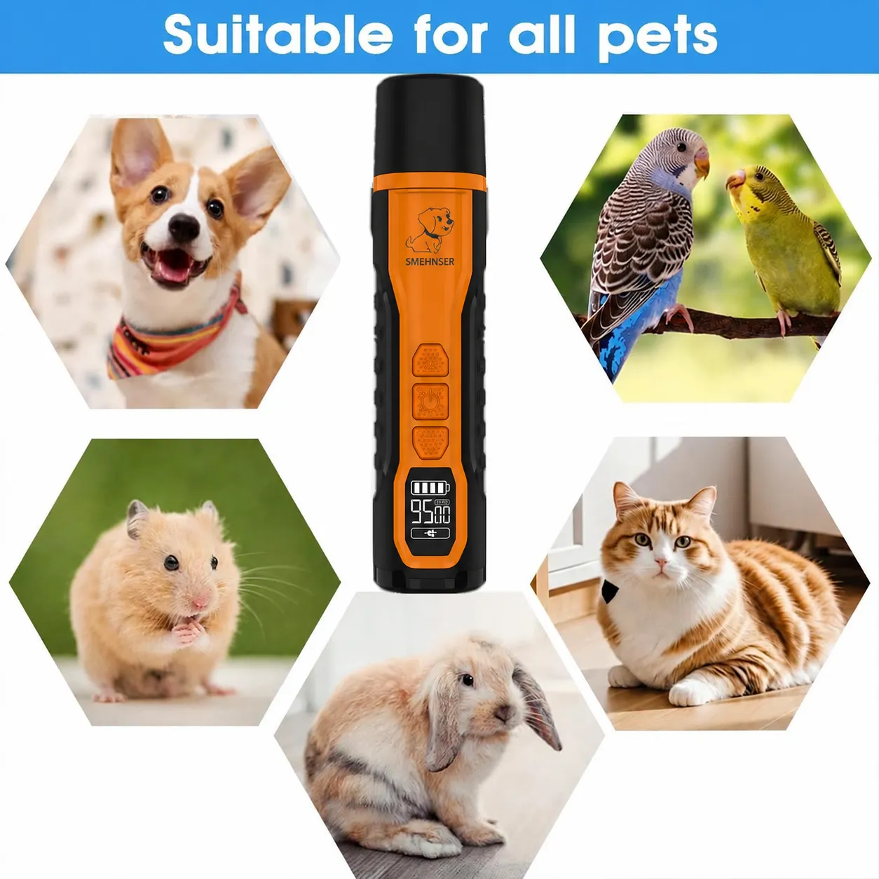 USB Rechargeable Pet Nail Grinder with Dual Lights & LCD Display - Image 4