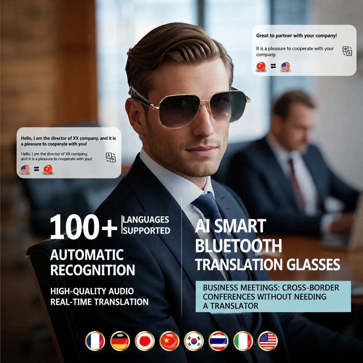 AI Bluetooth Smart Glasses with App-Based Translation, Music Playback & Hands-Free Calls
 - Image 3
