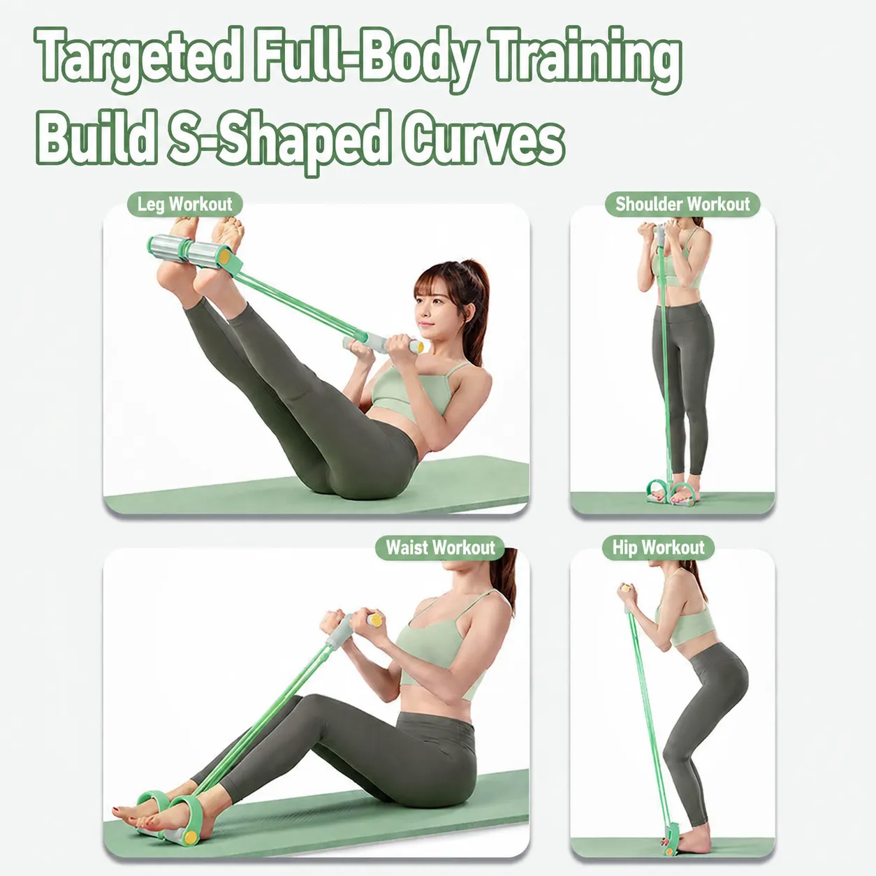 Foot Pedal Resistance Band Sit-up Aid, Fitness Leg Slimming Device for Home Use, Foot Stepping Resistance Rope with Color-block Design, Six Tubes - Image 3