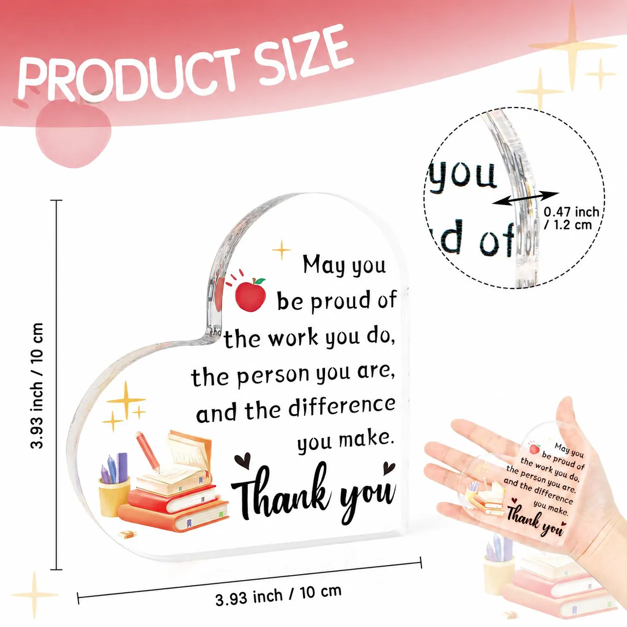 Teacher'S Day Gratitude Heart-Shaped Acrylic Teacher Graduation Gift Desk Home Office Ornament - Image 5