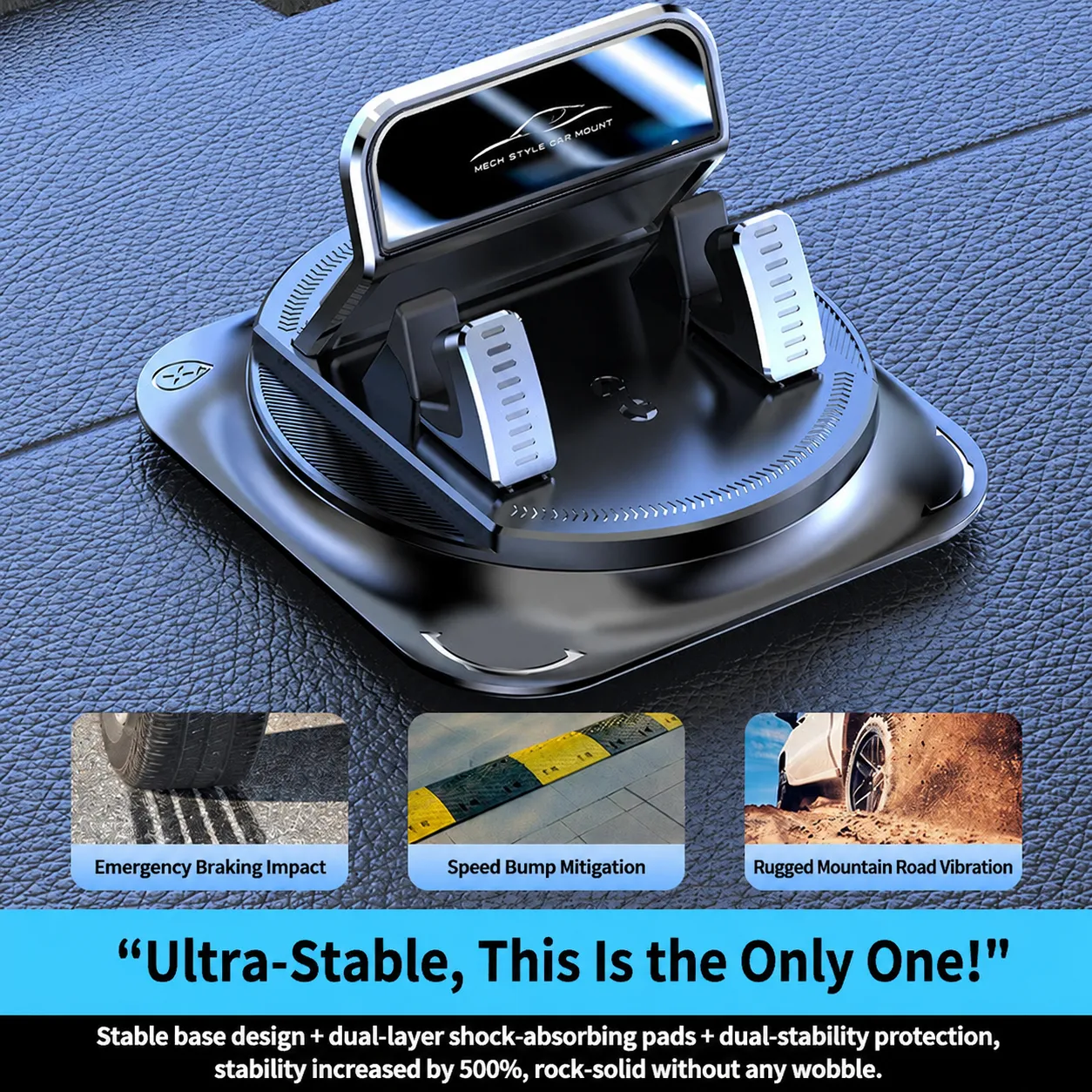 Central Control Dashboard Car Phone Holder 360-Degree Rotating Adhesive Suction Cup For Car and Home Navigation Support - Image 2