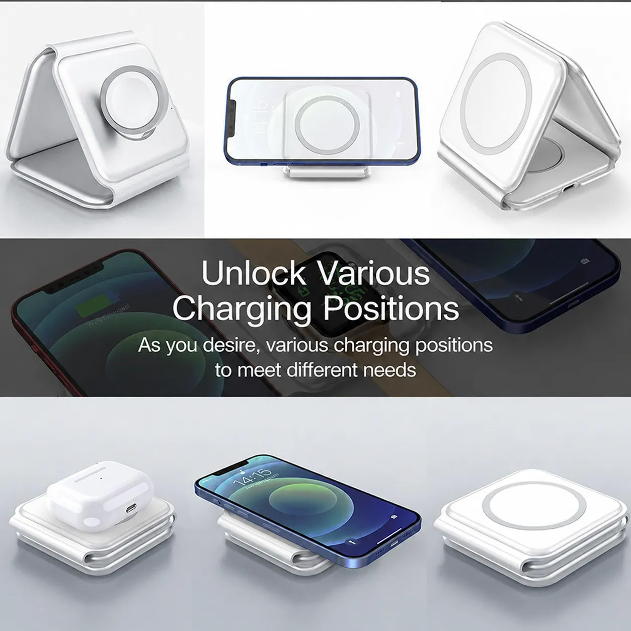 3-in-1 Foldable MagSafe Wireless Charging Station for iPhone, Apple Watch & AirPods
 - Image 2
