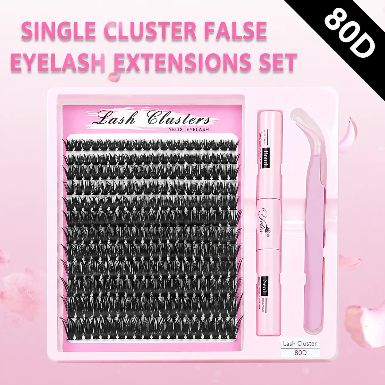 12 rows, 240 clusters [80D] eyelashes + tools