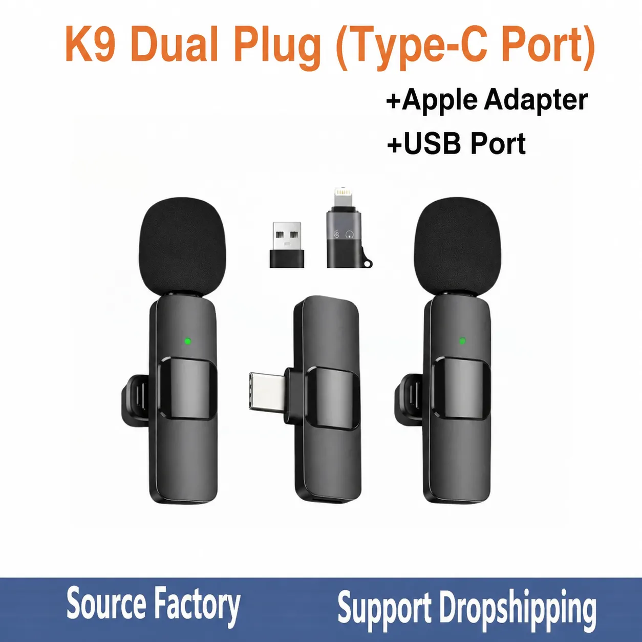 K9 one-to-two For TypeC + Apple adapter + USB connector