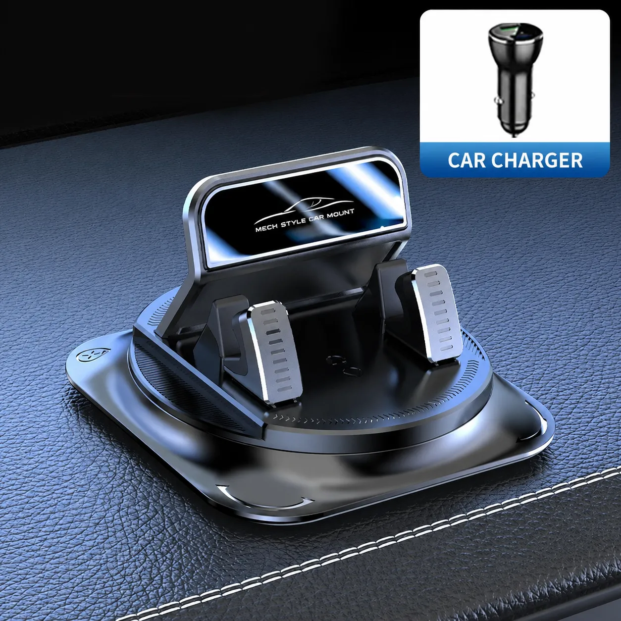 Anti-slip mat phone holder + car charger