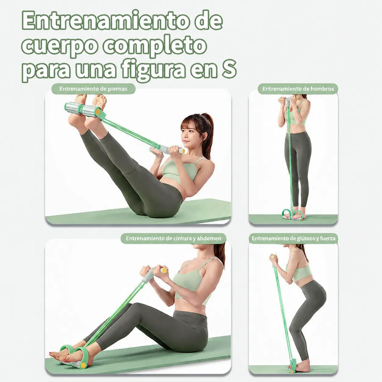 Ejercitador de resistencia con pedal para abdominales, asistente de entrenamiento, tonificador de piernas para uso doméstico, banda elástica de tracción con pedal, diseño a color, seis tubos - Image 2