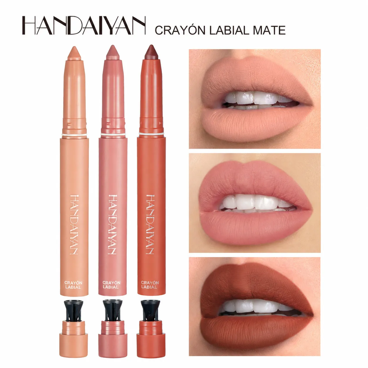 Lápiz delineador de labios mate a prueba de agua, automático, no se transfiere al vaso, HANDAIYAN, para perfilar los labios, lápiz labial y delineador de labios. - Image 2