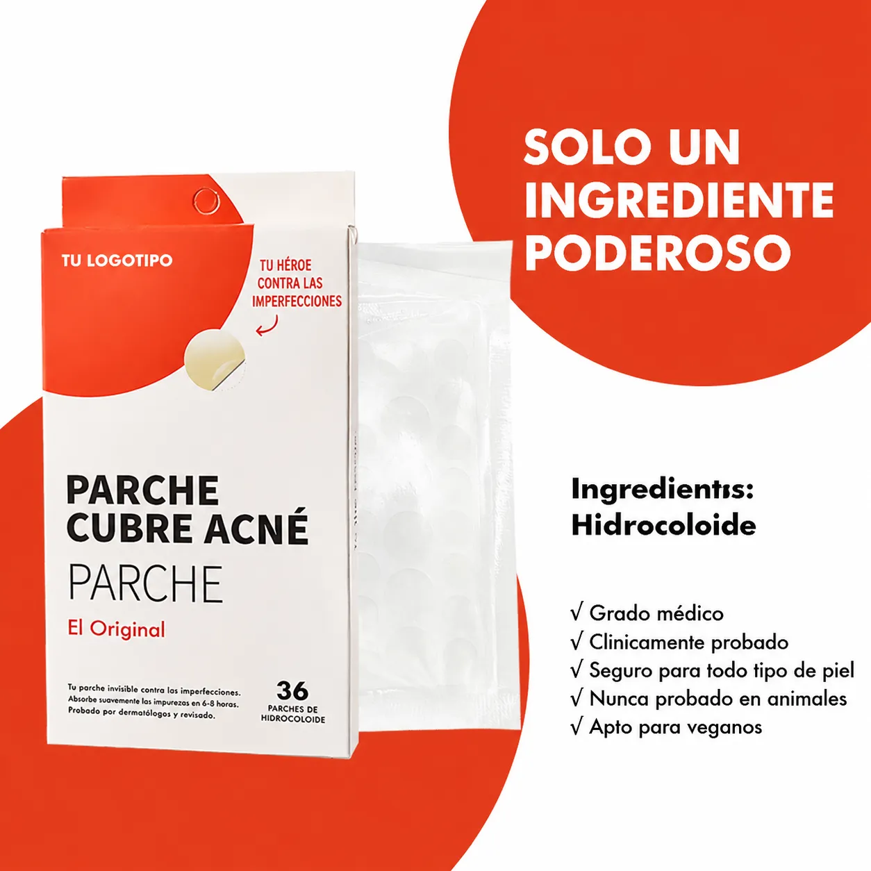 parches para el acné, 36 unidades por caja, hidrocoloide invisible para eliminar el acné sin dejar marcas y calmar la piel, fabricante de origen. - Image 3