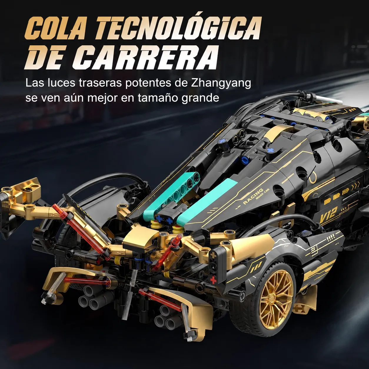 Coche deportivo de control remoto Lamborghini Black Gold V12 2026, nuevo modelo, juguete de construcción de alta dificultad, modelo para armar, regalo para niños. - Image 4