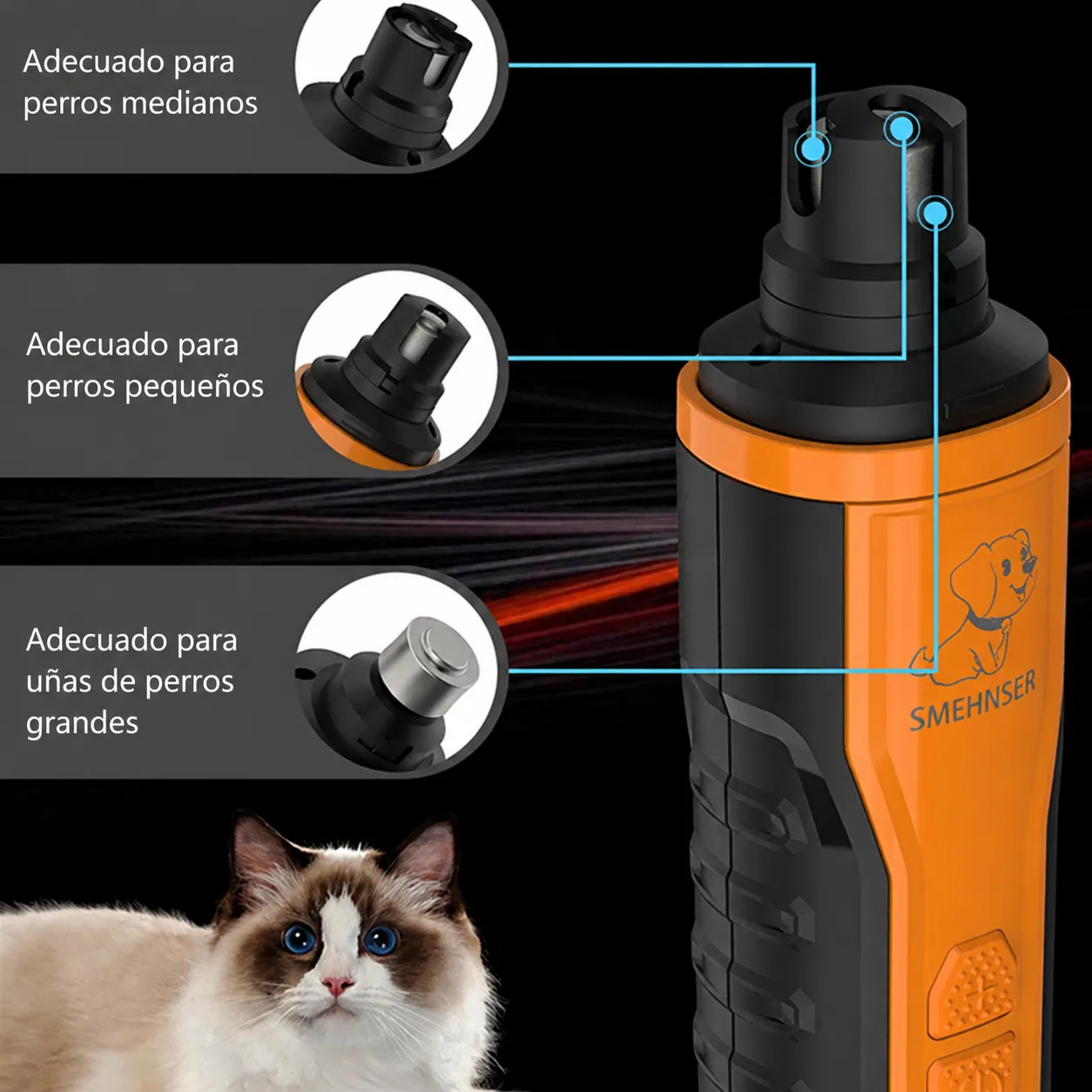 Lima de uñas para mascotas, cortauñas para gatos y perros, recargable por USB, lima para uñas de Amazon con doble luz y pantalla LCD, dispositivo eléctrico para el cuidado de uñas. - Image 3
