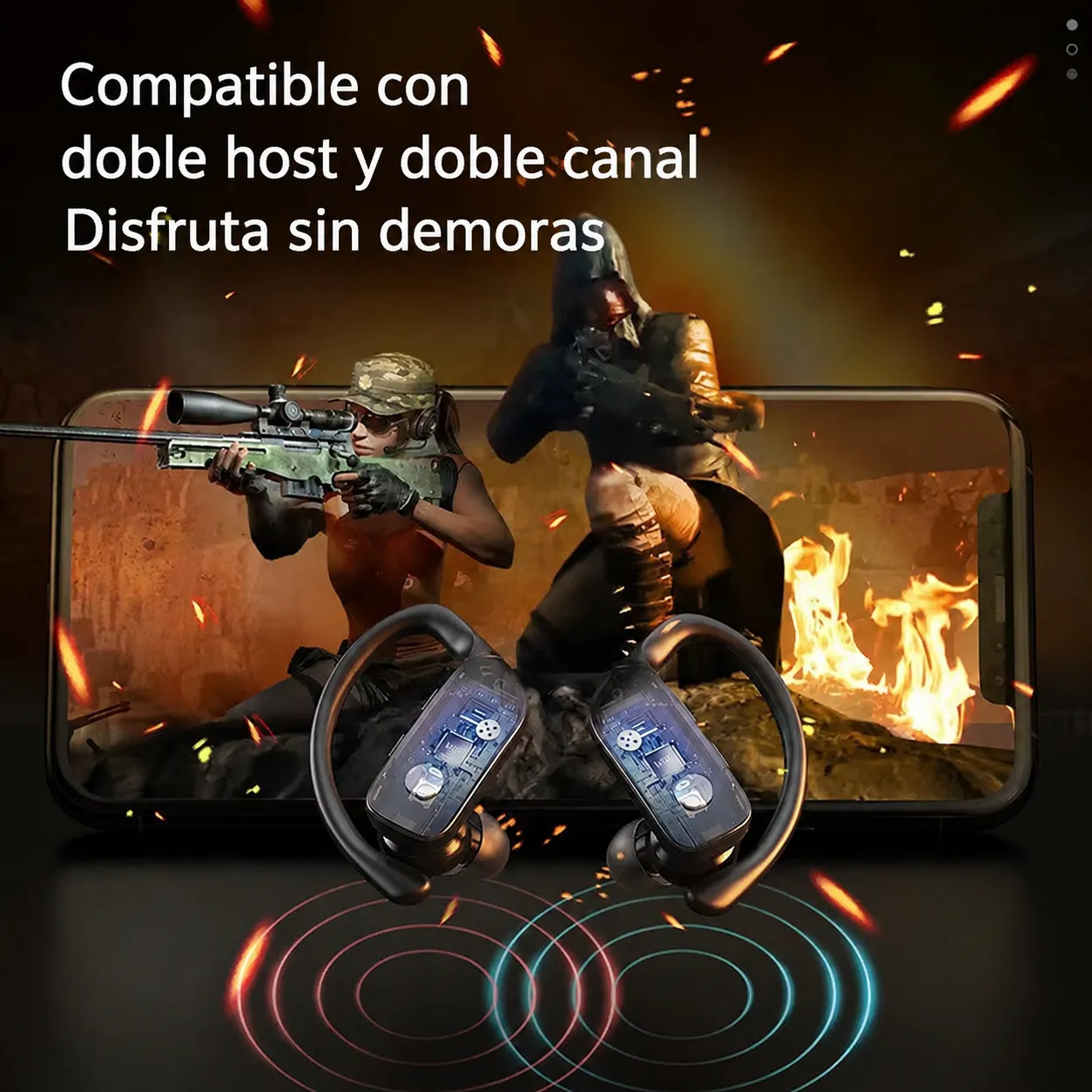 Auriculares inalámbricos Bluetooth T16TWS con pantalla digital de triple indicador, ultra larga duración de batería, diseño colgante para la oreja, ideales para deportes y juegos. - Image 4