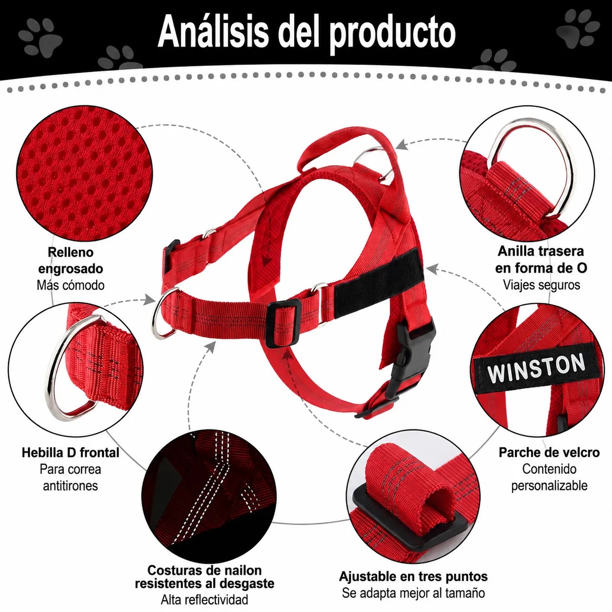 Arnés para perros de fácil colocación, ligero y resistente para razas medianas y grandes, antitirones, ideal para Border Collie, correa para mascotas - Image 4