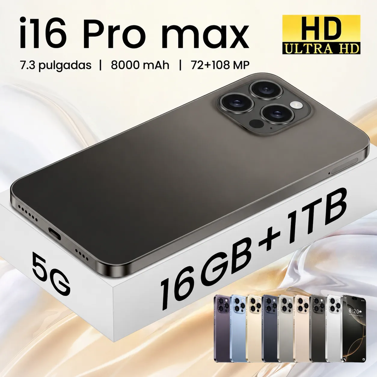 Teléfono móvil i16Pro Max Android 14, pantalla grande de 7.3 pulgadas con Isla Dinámica, nuevo modelo de venta caliente, smartphone inteligente. - Image 4