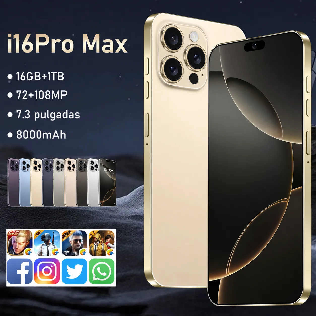 Teléfono móvil i16Pro Max Android 14, pantalla grande de 7.3 pulgadas con Isla Dinámica, nuevo modelo de venta caliente, smartphone inteligente. - Image 3