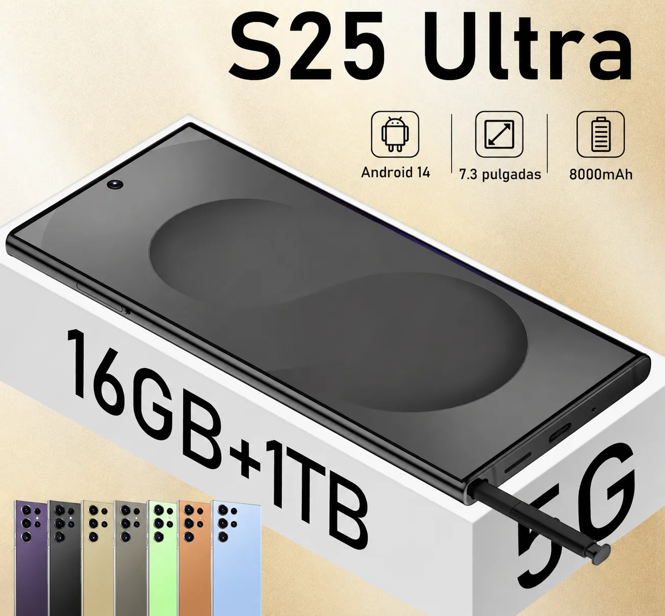S25 Ultra teléfono móvil, pantalla incell de 7.3 pulgadas con orificio central, 4+64GB, bolígrafo incorporado. - Image 4