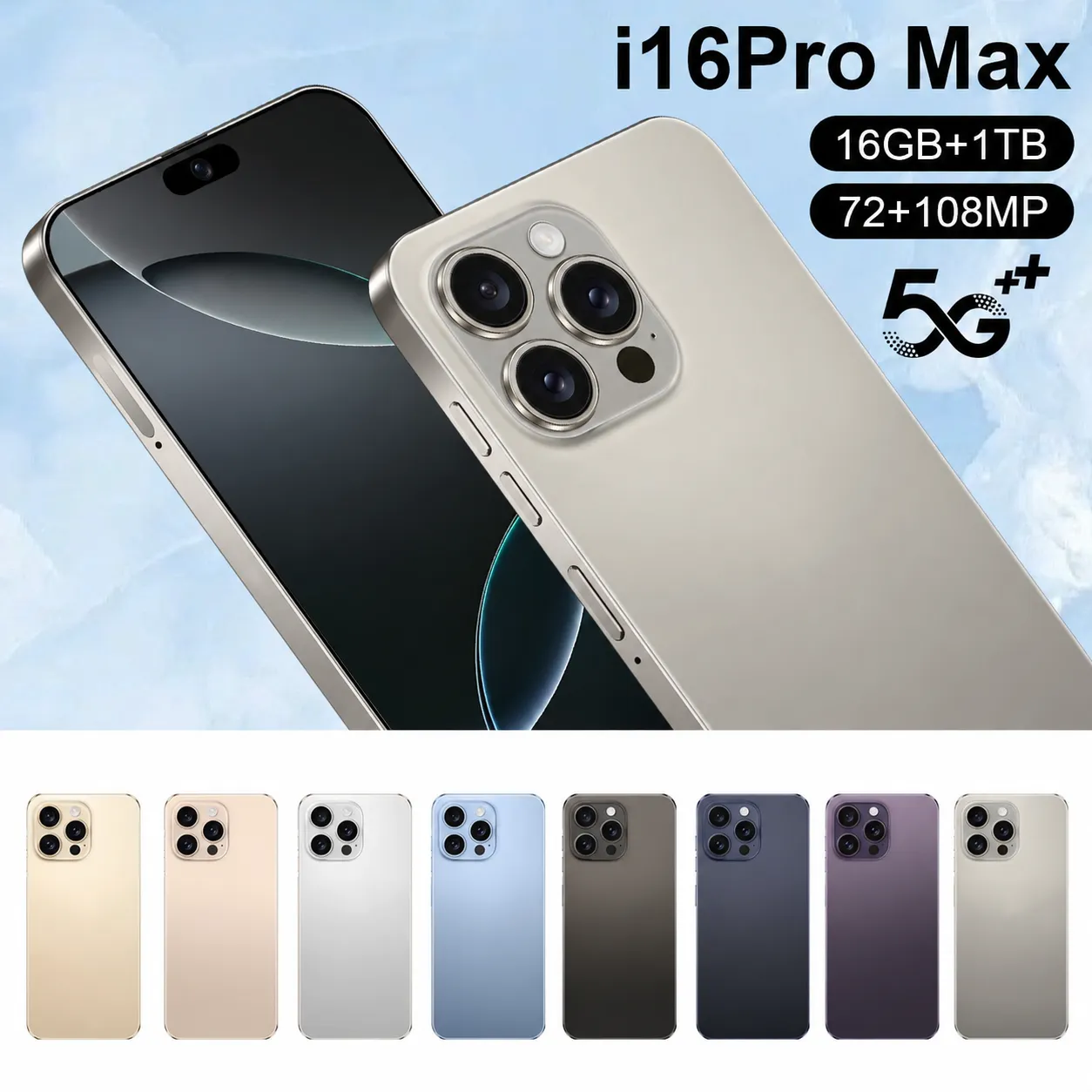 Teléfono móvil i16Pro Max Android 14, pantalla grande de 7.3 pulgadas con Isla Dinámica, nuevo modelo de venta caliente, smartphone inteligente. - Image 2
