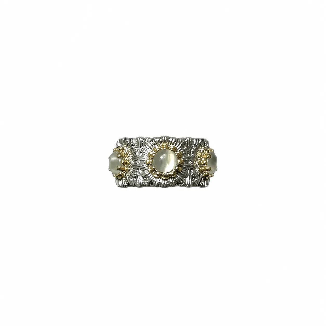Anillo de margarita con diseño retro, acabado cepillado, lujo ligero y elaborado artesanalmente con gemas de colores por diseñador italiano, para mujer. - Image 5