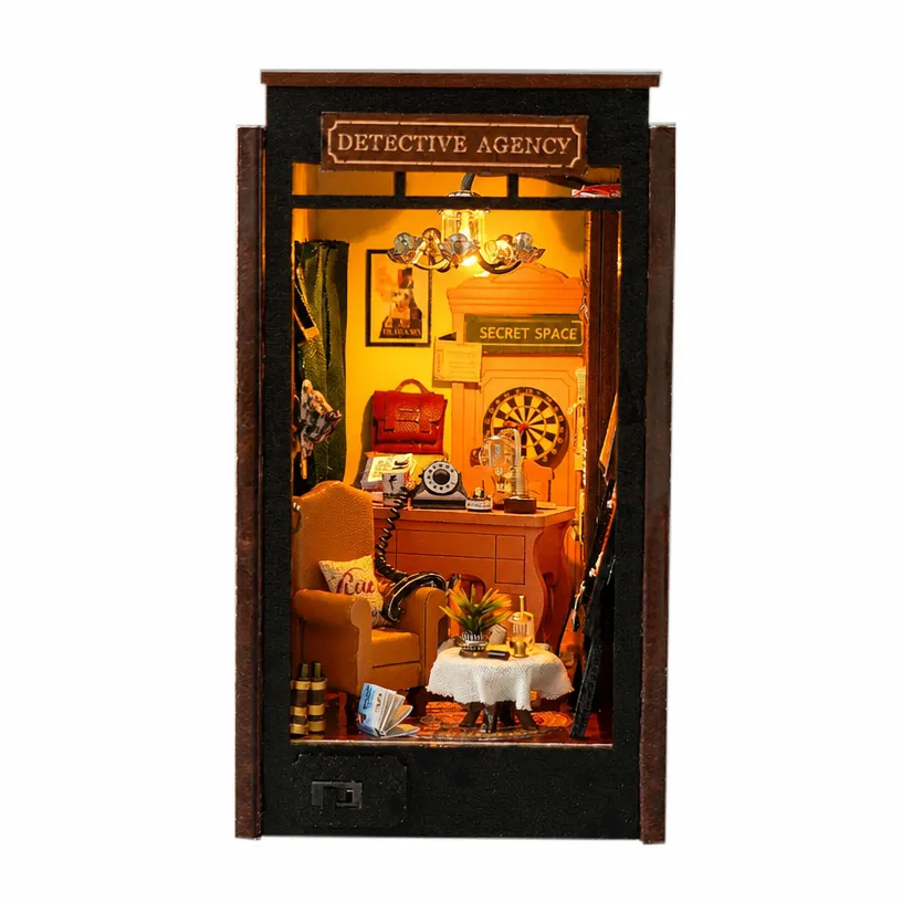 DIY Cabin 3D Puzzle Detective Theme Toy Miniature Scene Building Model - Image 4