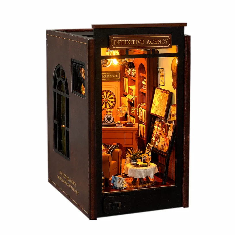 DIY Cabin 3D Puzzle Detective Theme Toy Miniature Scene Building Model