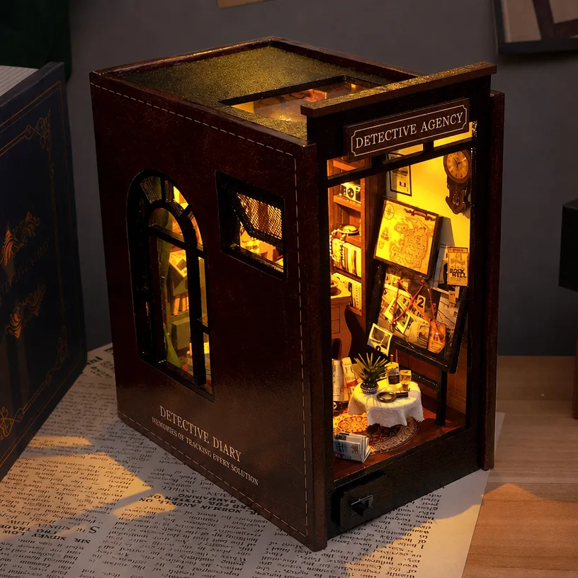 DIY Cabin 3D Puzzle Detective Theme Toy Miniature Scene Building Model - Image 2