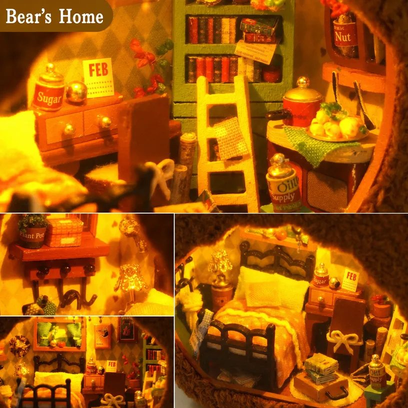 DIY small house night light plush cute creative assembly miniature house model - Image 2