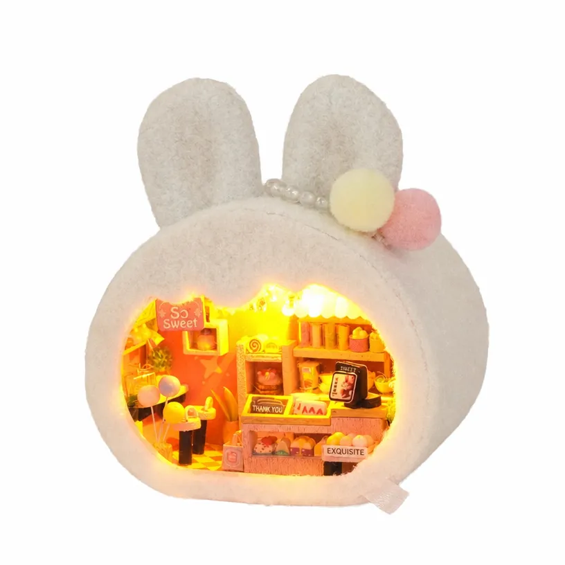 DIY small house night light plush cute creative assembly miniature house model - Image 3