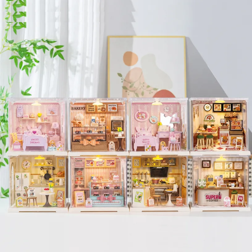DIY small house assembly model tea shop kitchen miniature scene building blocks toy - Image 5