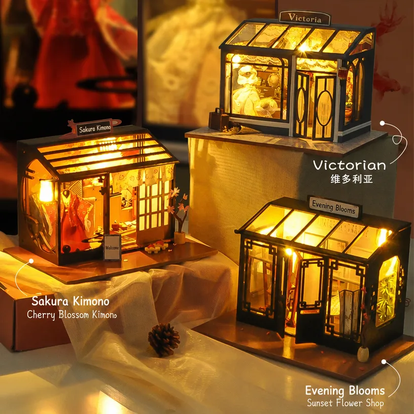Japanese DIY cabin toy store street scene handcrafted assembly model - Image 3