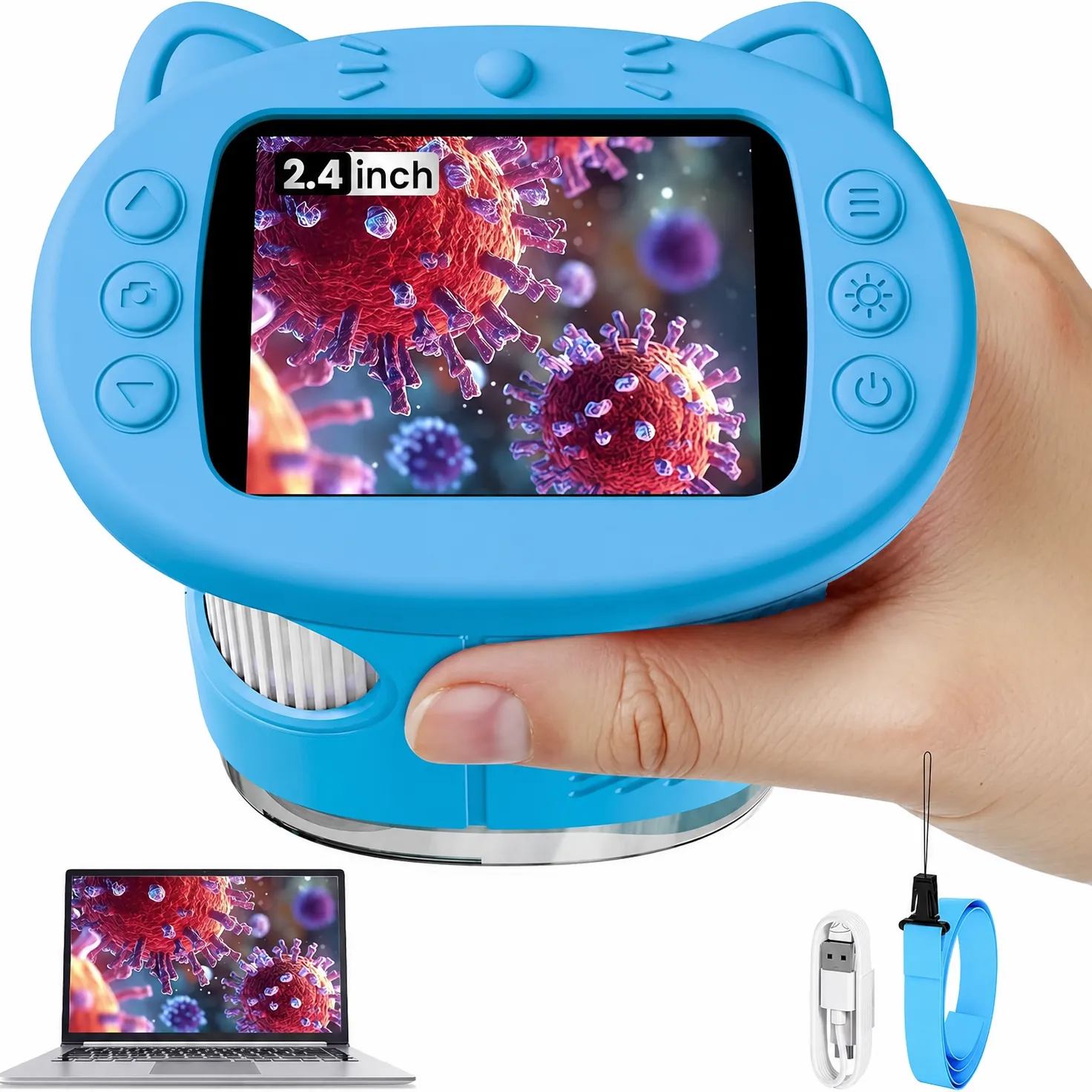 2.4-inch screen digital microscope for educational and scientific use of insects, as a toy.