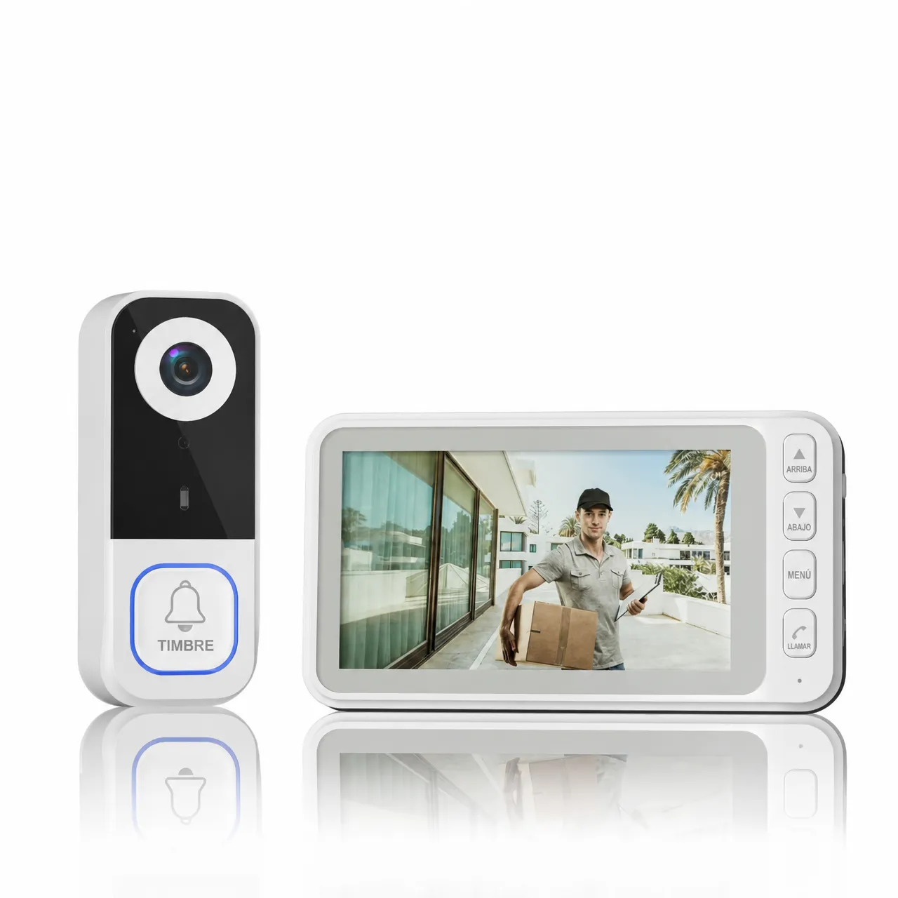Timbre Inteligente con Vídeo HD e Intercomunicador - Cámara Inalámbrica para Exterior con Visión Nocturna y Sensor Humano