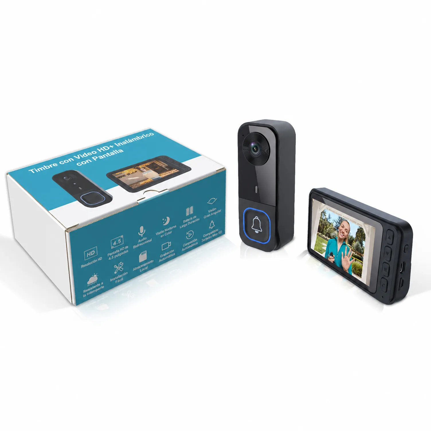 Timbre Inteligente con Vídeo HD e Intercomunicador - Cámara Inalámbrica para Exterior con Visión Nocturna y Sensor Humano - Image 2
