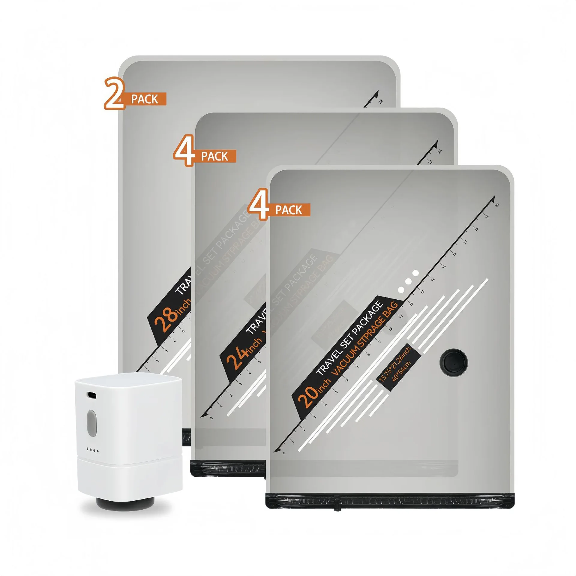 Travel Vacuum Storage Bag Set with Rechargeable Pump - Image 3